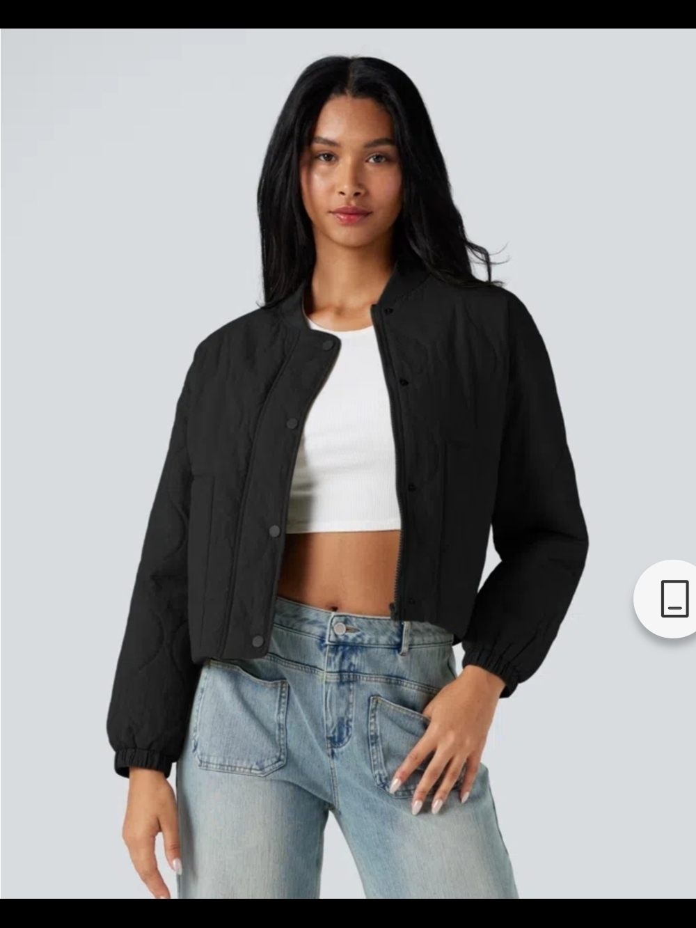 Stand Collar Long Sleeve Casual Bomber Quilted Jacket with Pockets